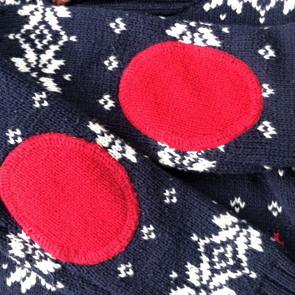 FAIR ISLE ELBOW PATCH COWL NECK SWEATER GNOME SNOWFLAKE PATTERN BOYS SIZE 2T - Picture 4 of 6